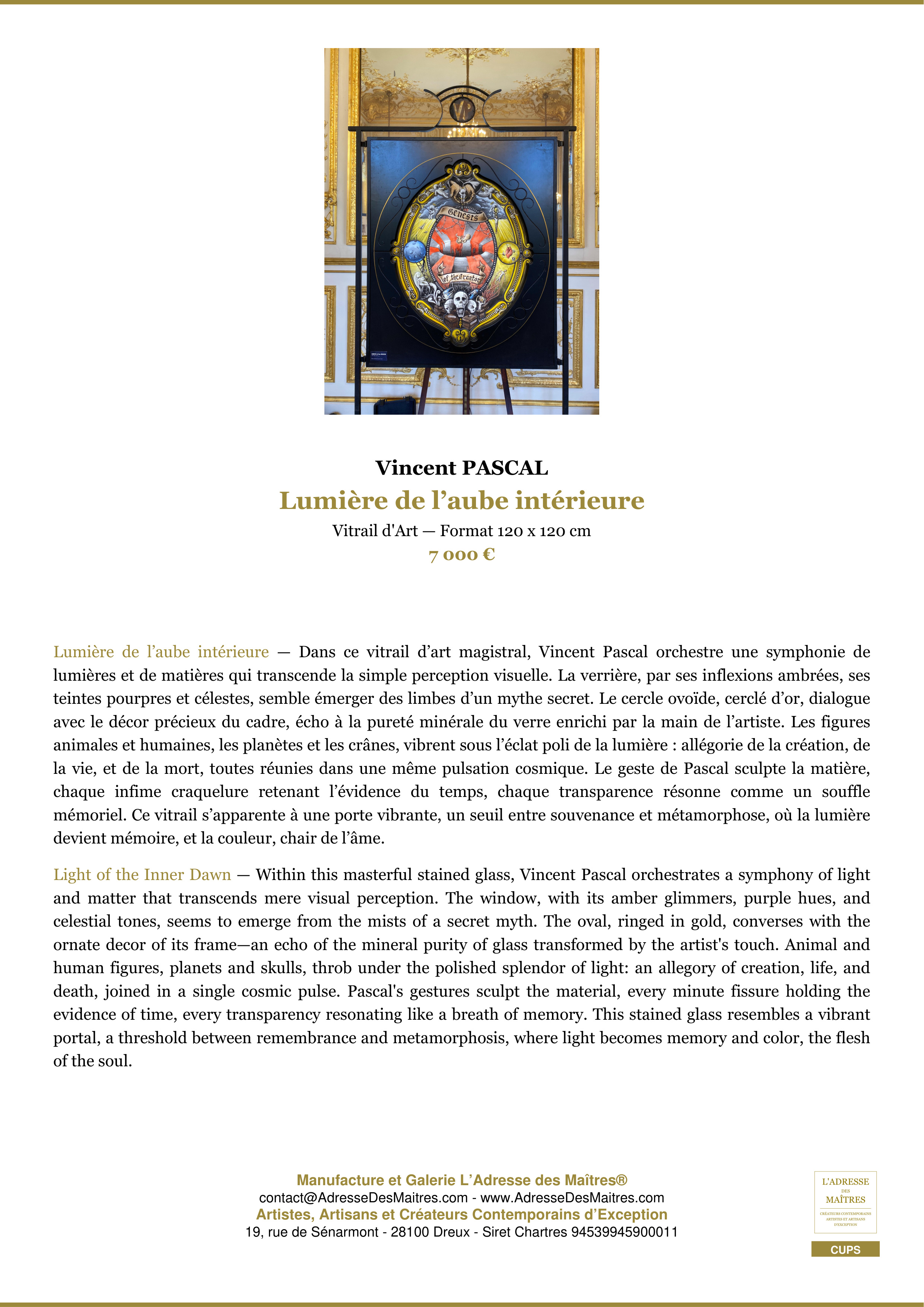 Fiche Premium — Lumière de l’aube intérieure — Vincent PASCAL — L'Adresse des Maîtres®