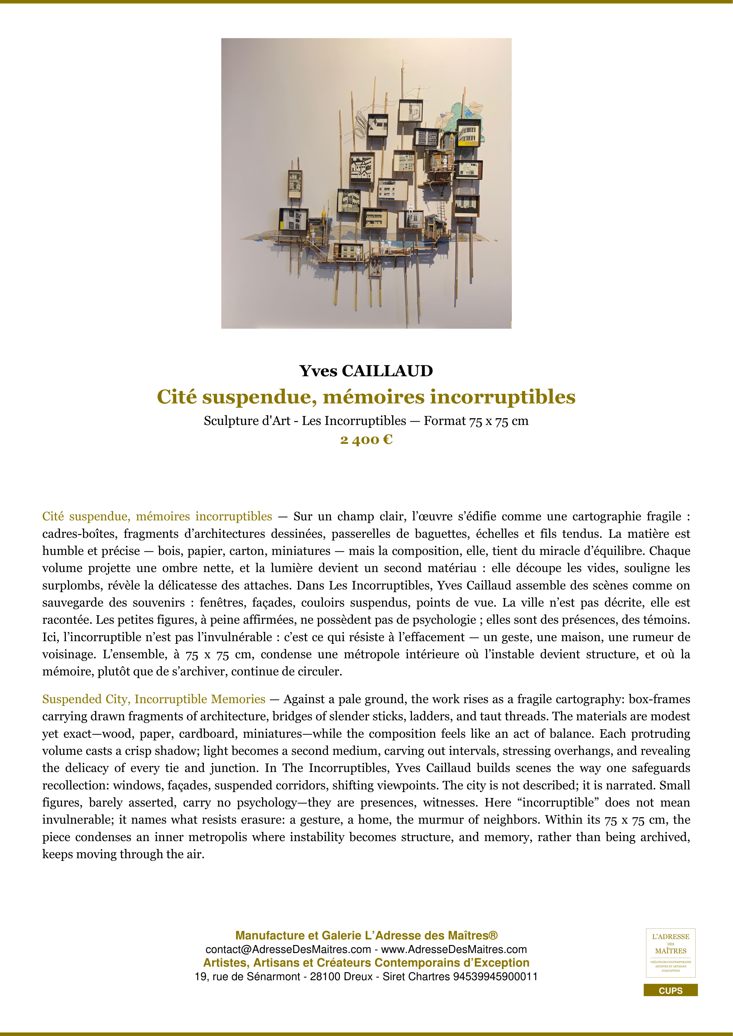 Fiche Premium — Cité suspendue, mémoires incorruptibles — Yves CAILLAUD — L'Adresse des Maîtres®