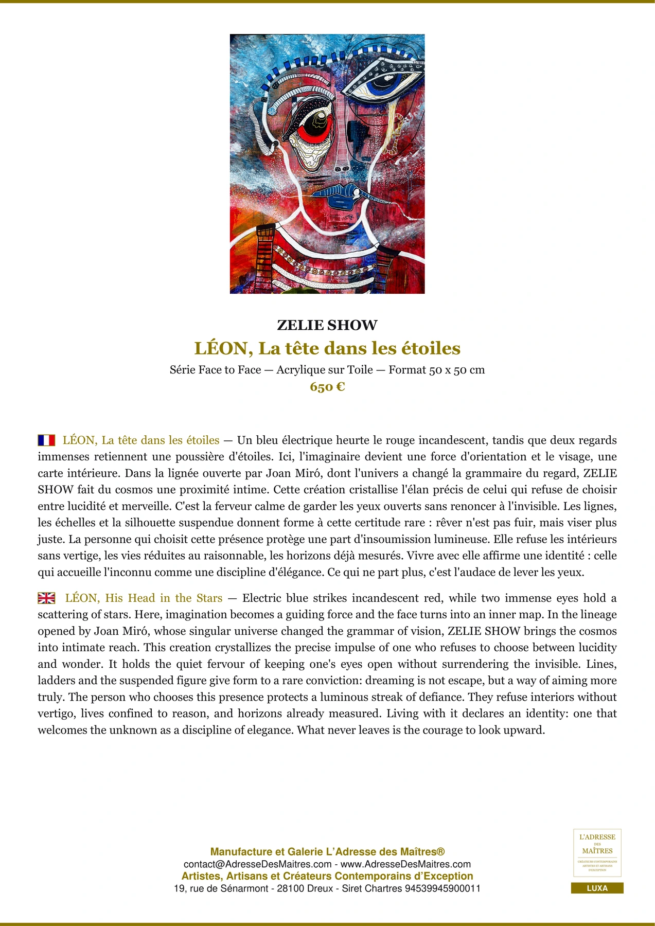 Fiche Premium - LÉON, La tête dans les étoiles - ZELIE SHOW - L'Adresse des Maîtres®