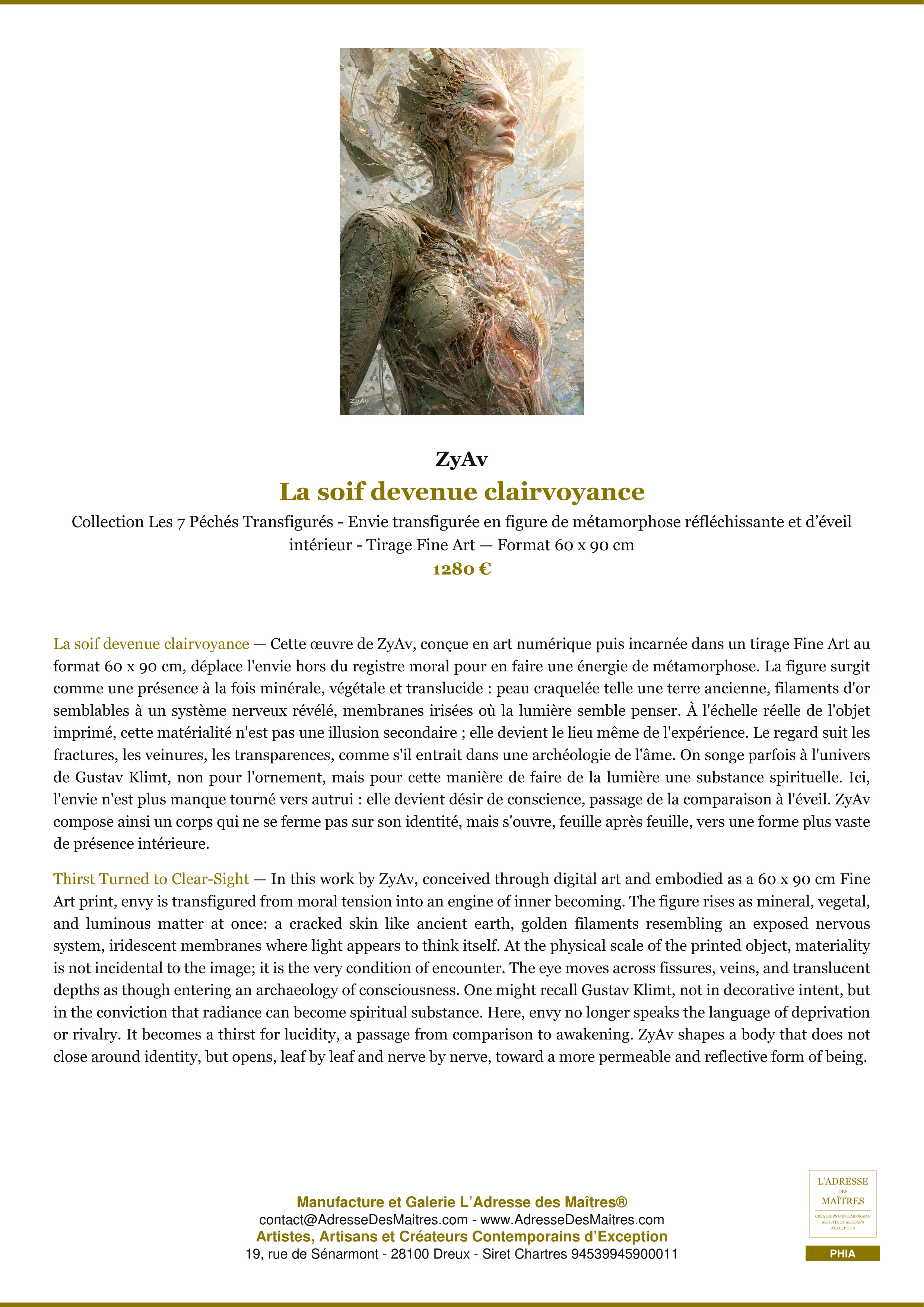 Fiche Premium — La soif devenue clairvoyance — ZyAv — L'Adresse des Maîtres®