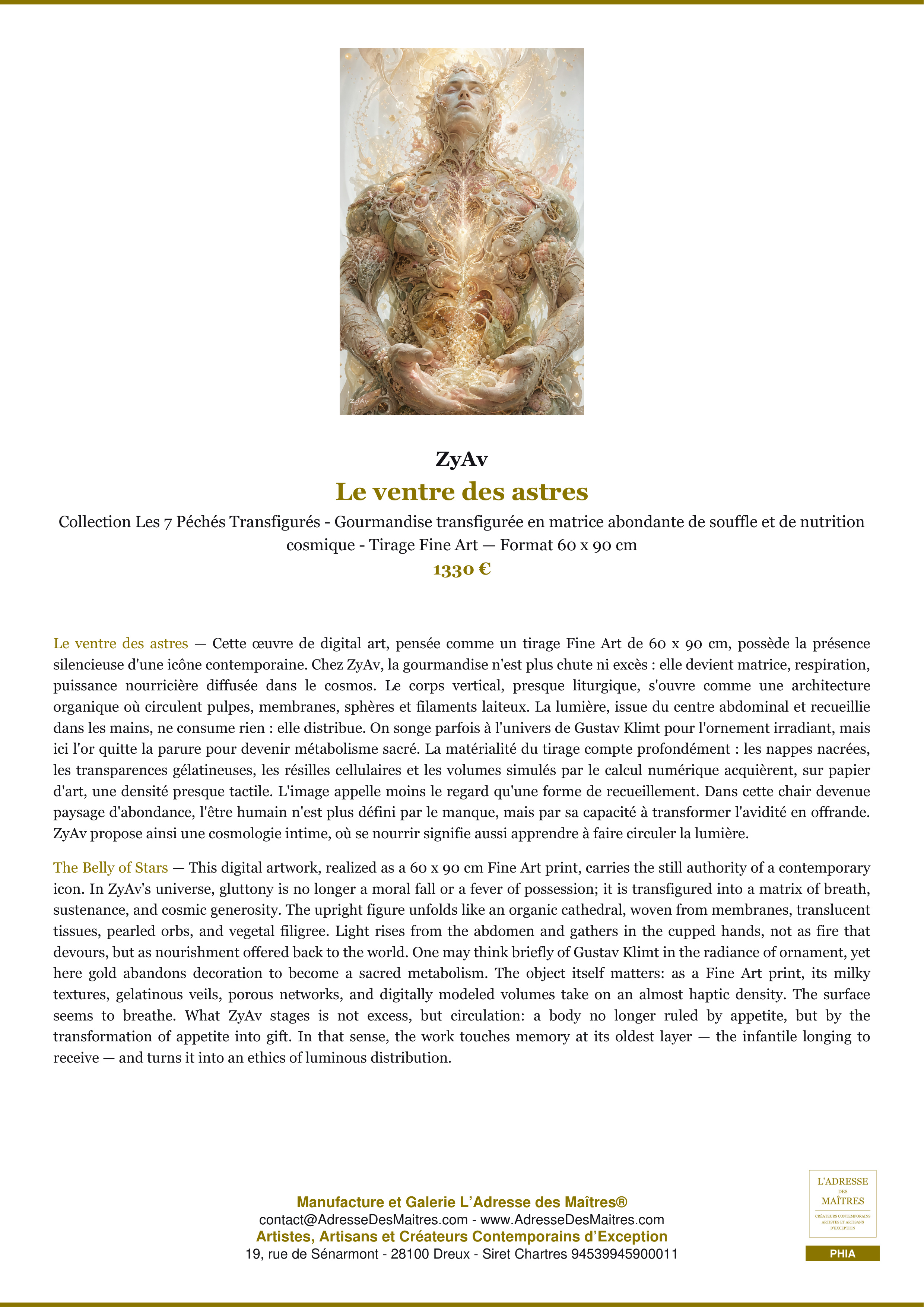 Fiche Premium — Le ventre des astres — ZyAv — L'Adresse des Maîtres®