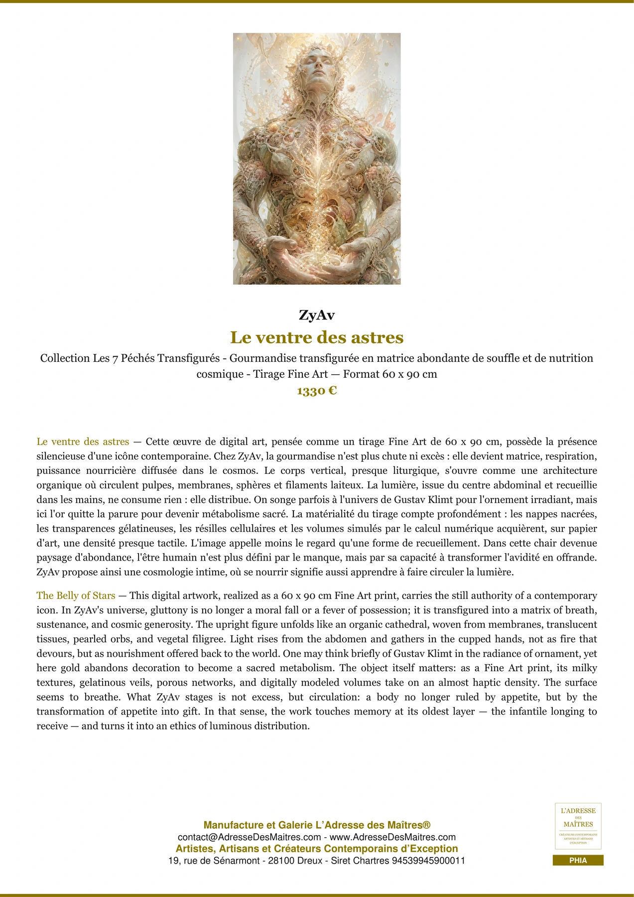 Fiche Premium — Le ventre des astres — ZyAv — L'Adresse des Maîtres®