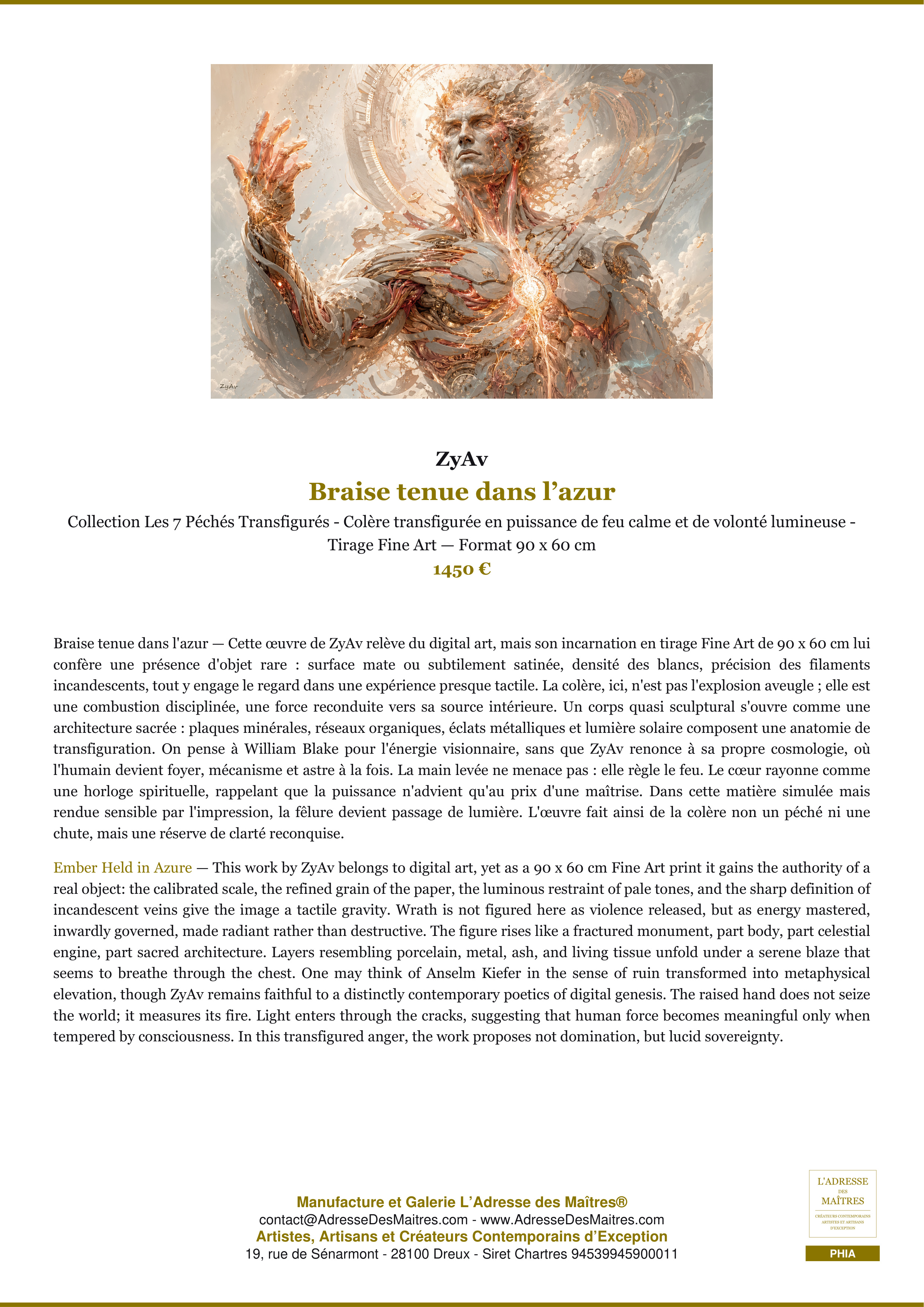 Fiche Premium — Braise tenue dans l’azur — ZyAv — L'Adresse des Maîtres®