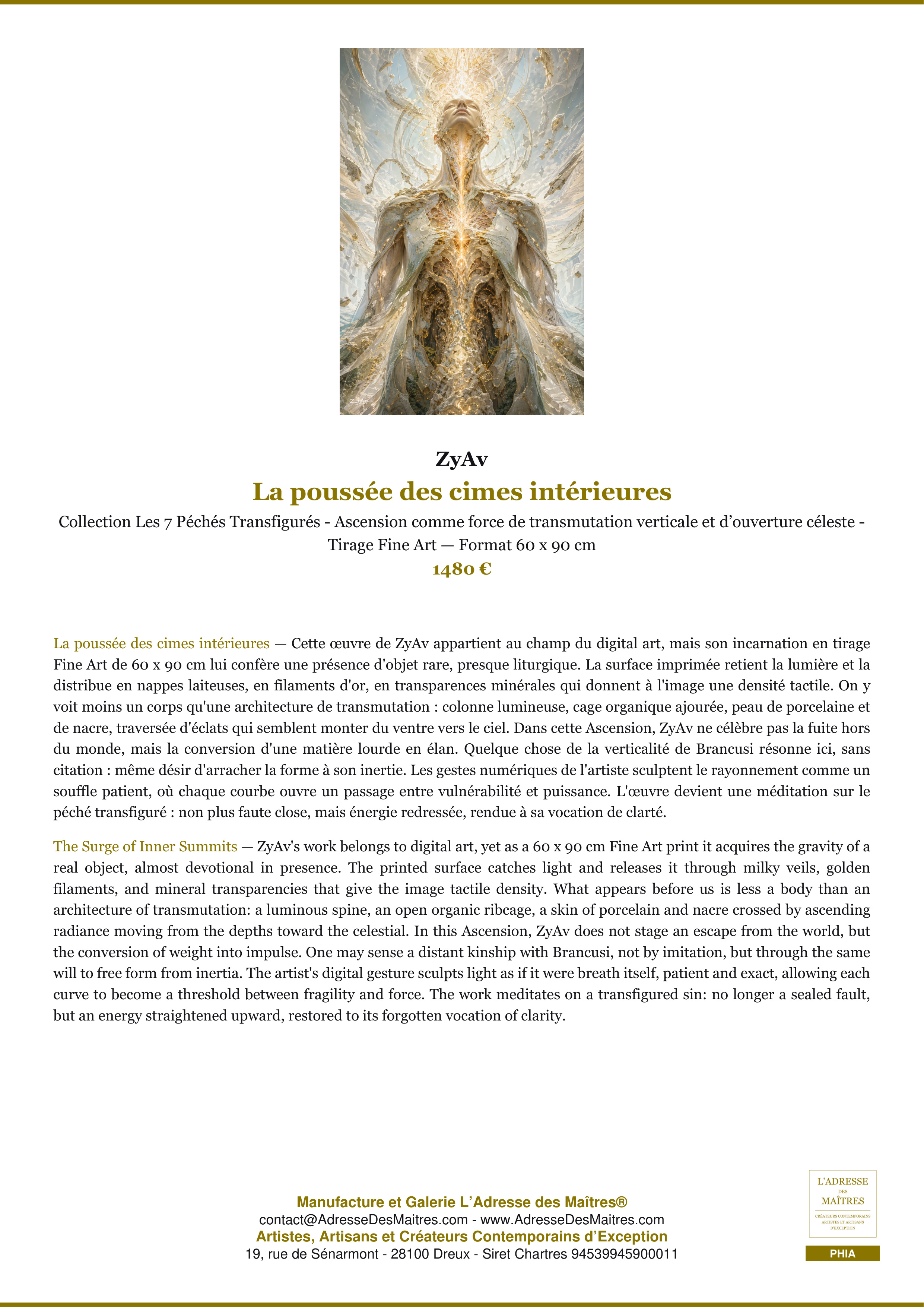 Fiche Premium — La poussée des cimes intérieures — ZyAv — L'Adresse des Maîtres®