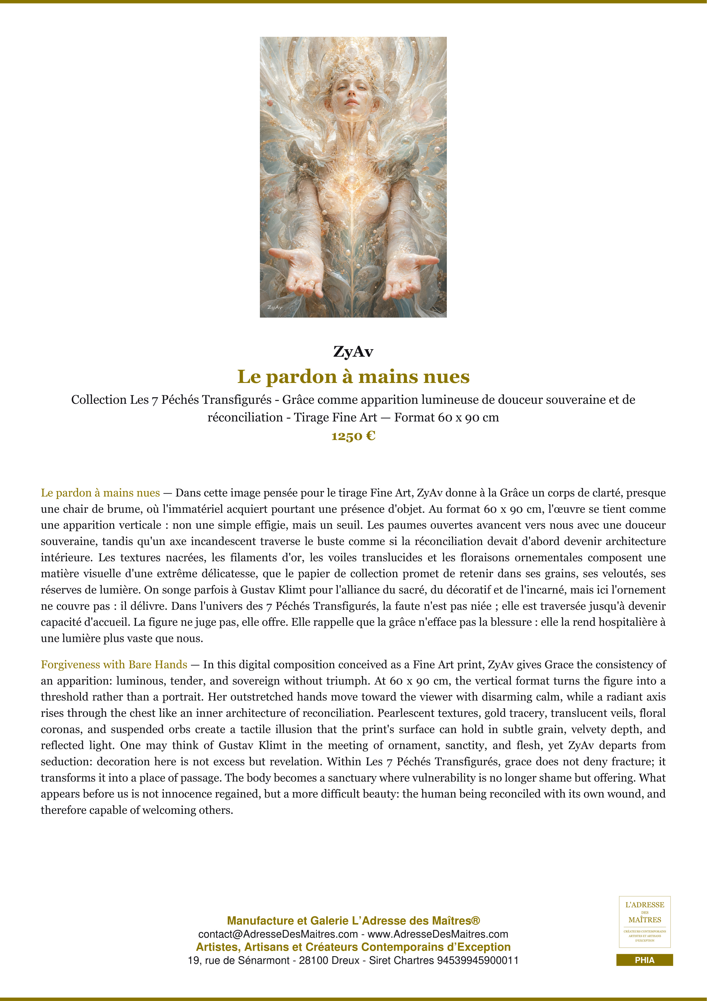 Fiche Premium — Le pardon à mains nues — ZyAv — L'Adresse des Maîtres®