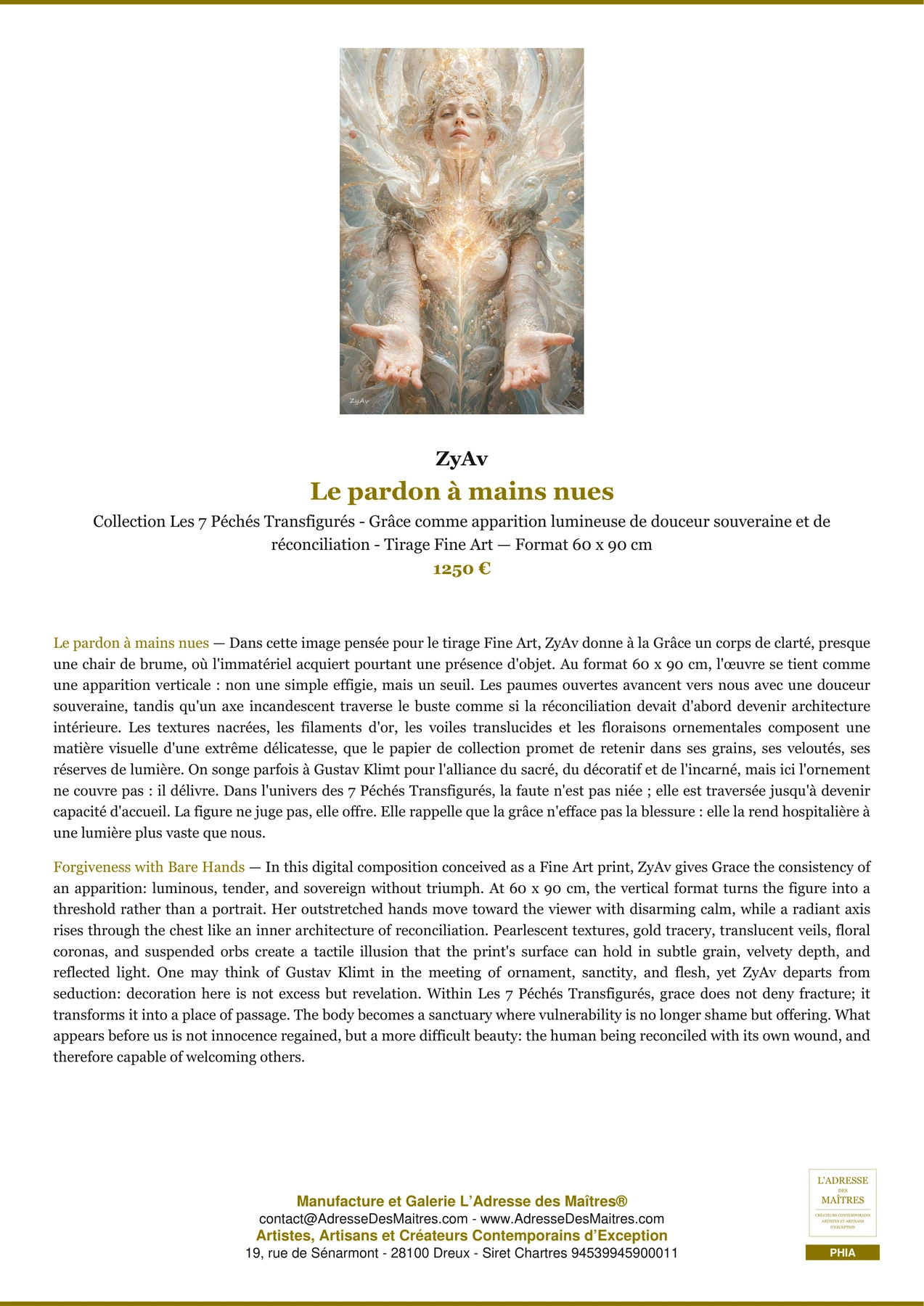 Fiche Premium — Le pardon à mains nues — ZyAv — L'Adresse des Maîtres®