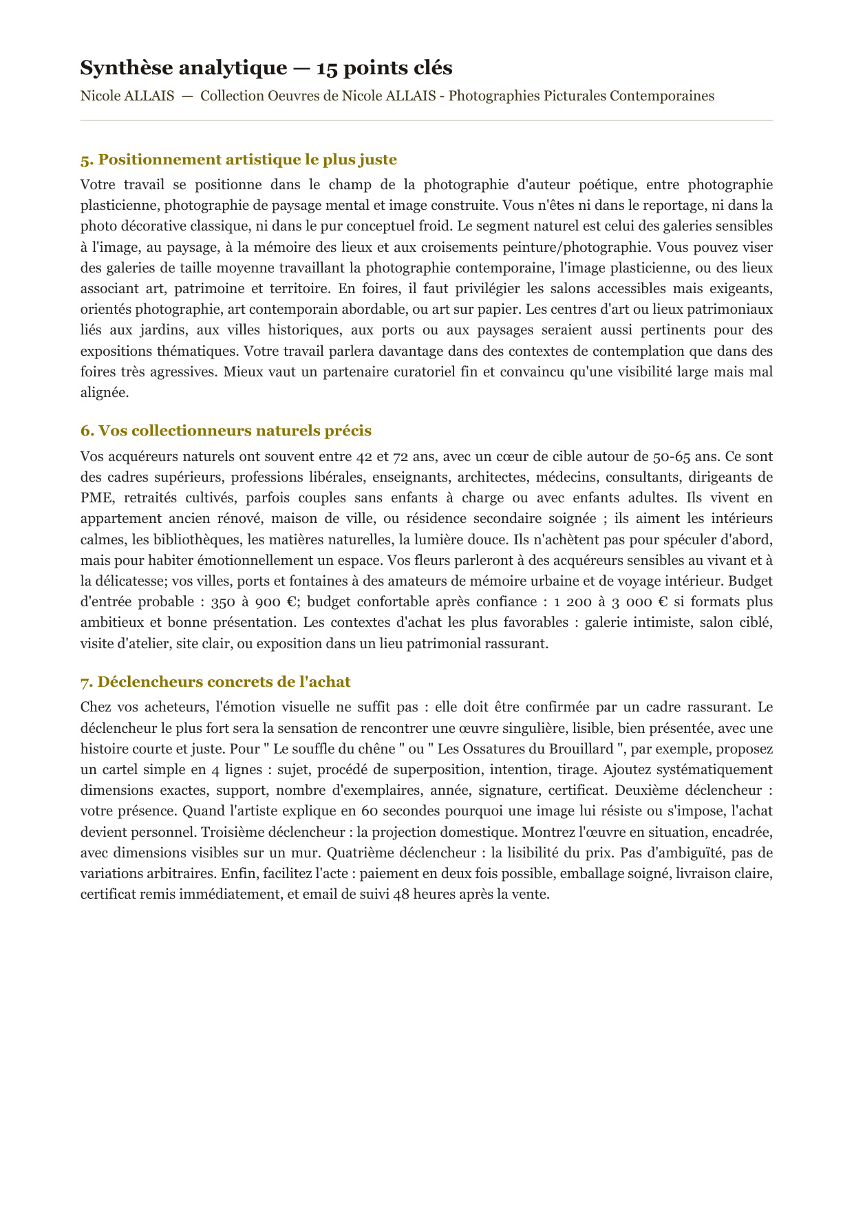 Rapport d’Analyse et de Recommandations pour Artistes