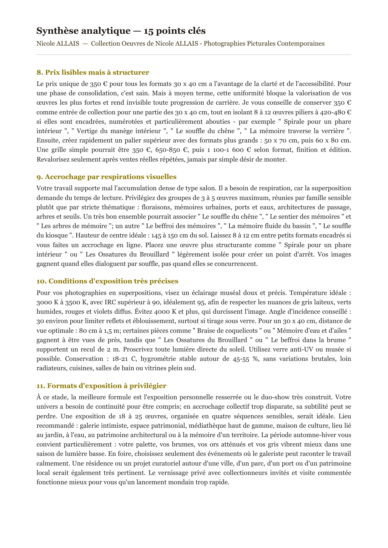 Rapport d’Analyse et de Recommandations pour Artistes