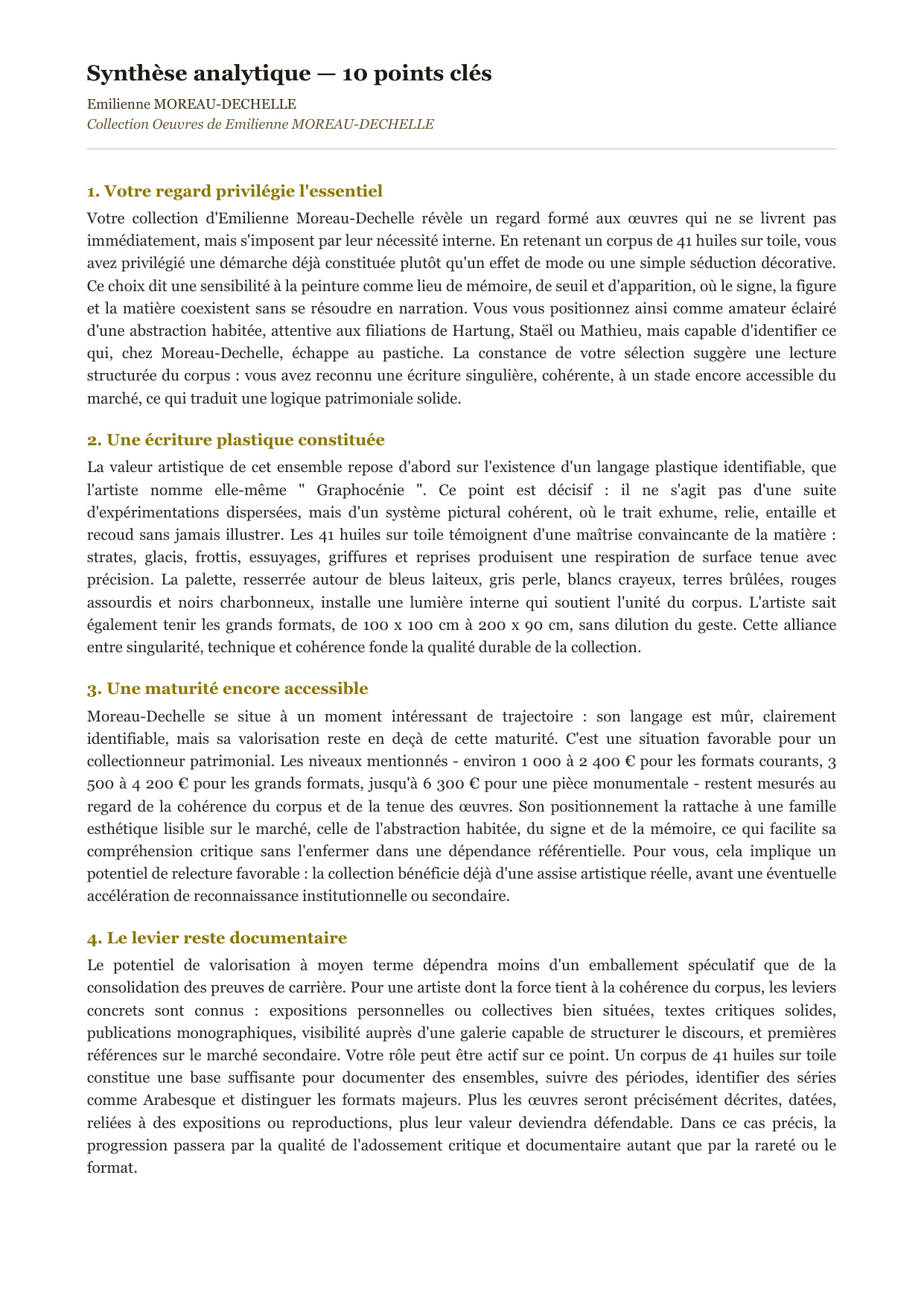 Rapport d’Analyse et de Recommandations pour Acheteurs et Collectionneurs