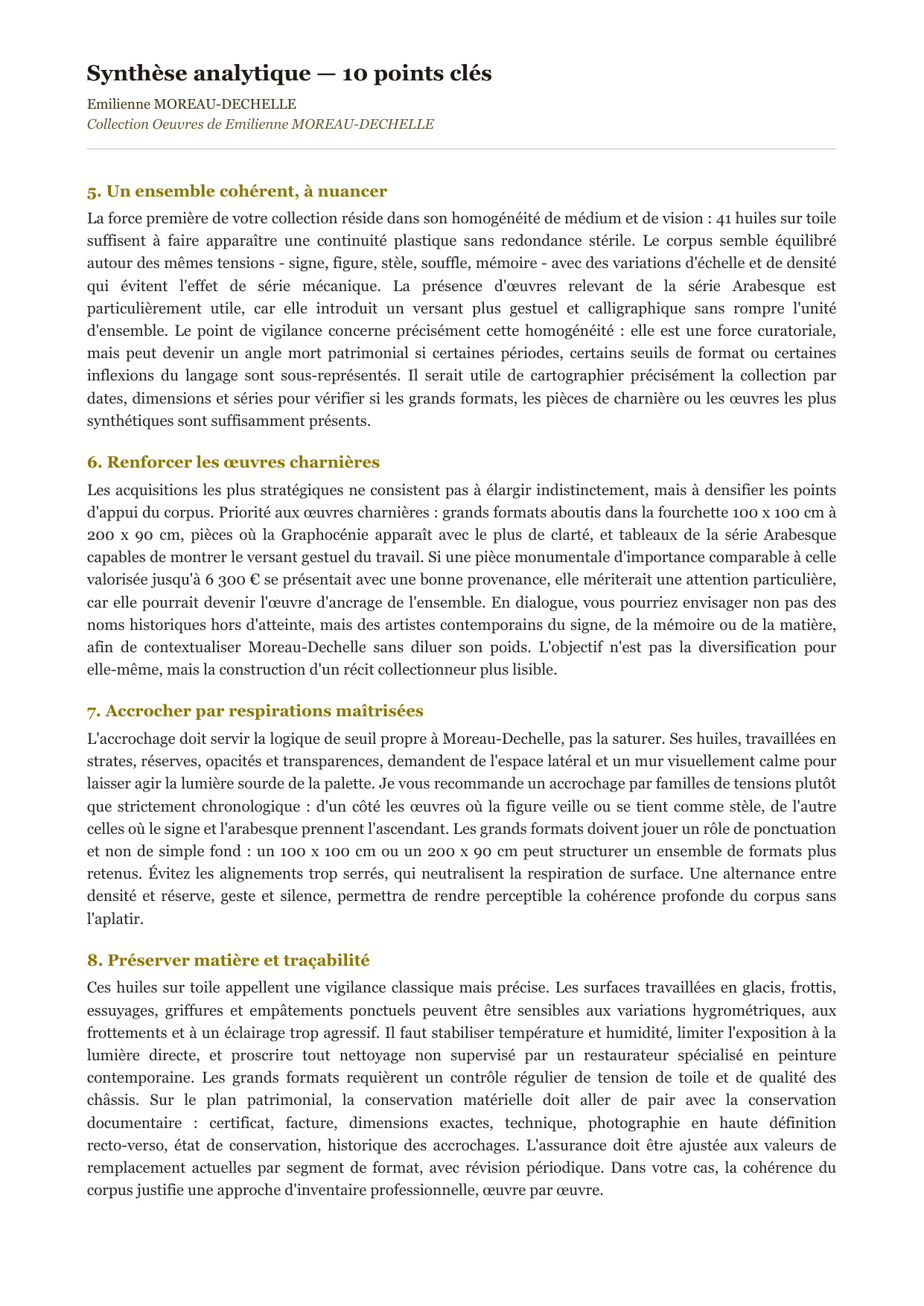 Rapport d’Analyse et de Recommandations pour Acheteurs et Collectionneurs