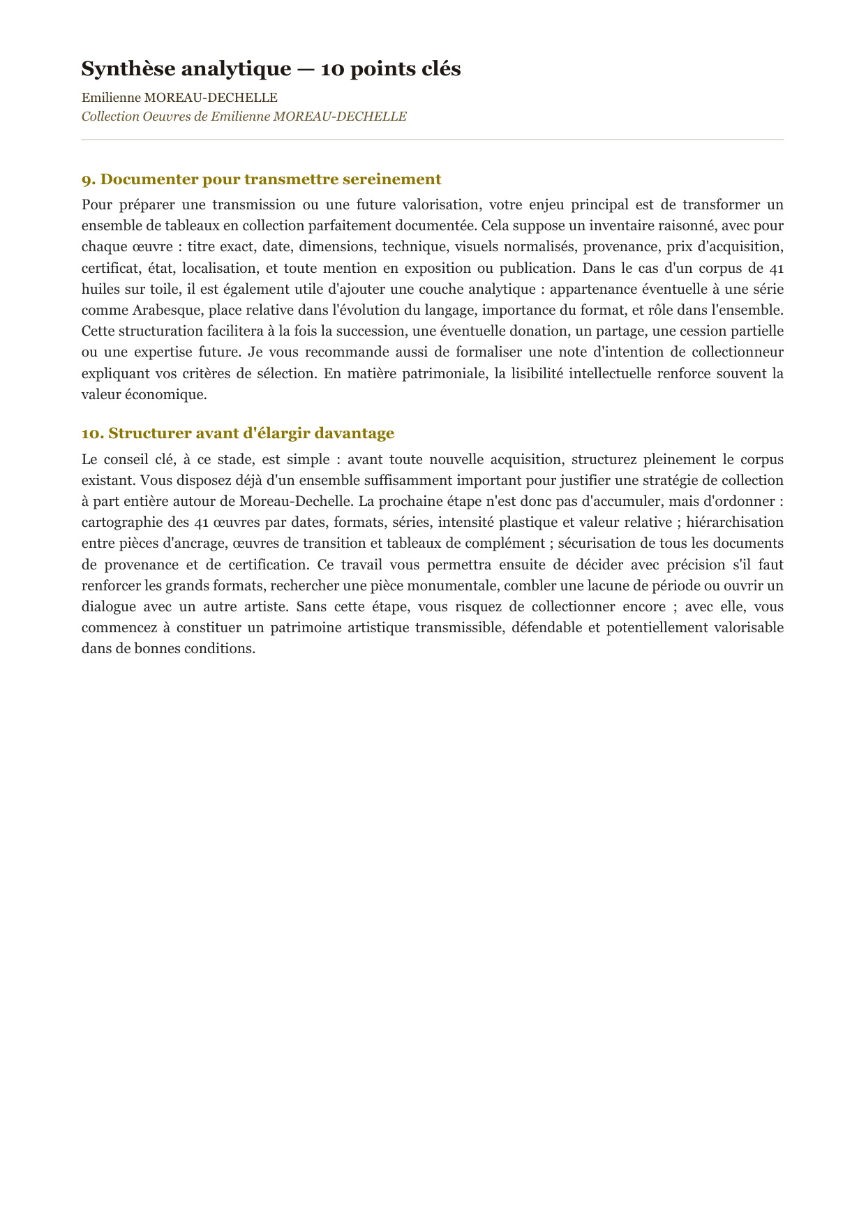 Rapport d’Analyse et de Recommandations pour Acheteurs et Collectionneurs